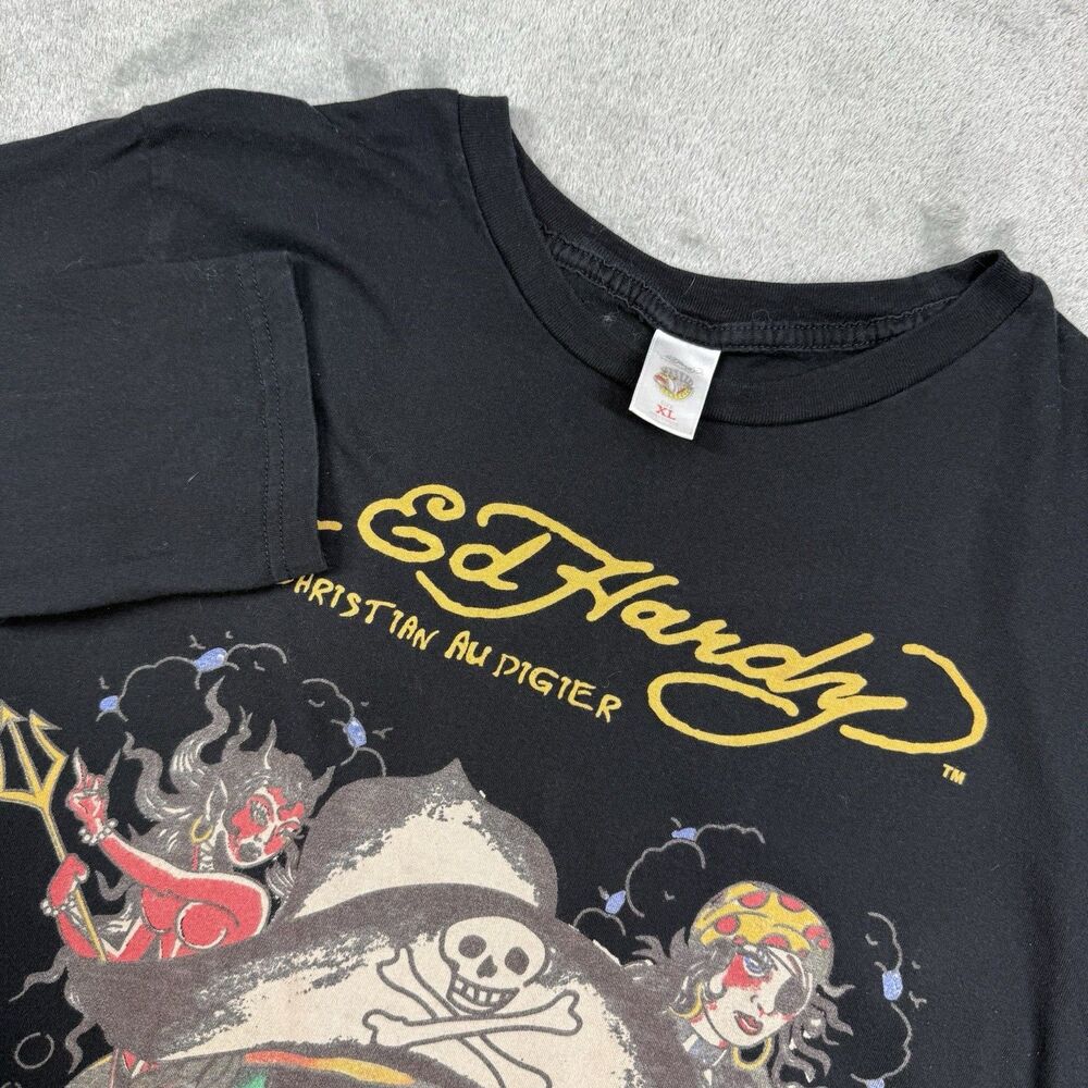 Ed Hardy by Christian Audigier Short Women’s XL Black Cotton Crew Long Sleeve
